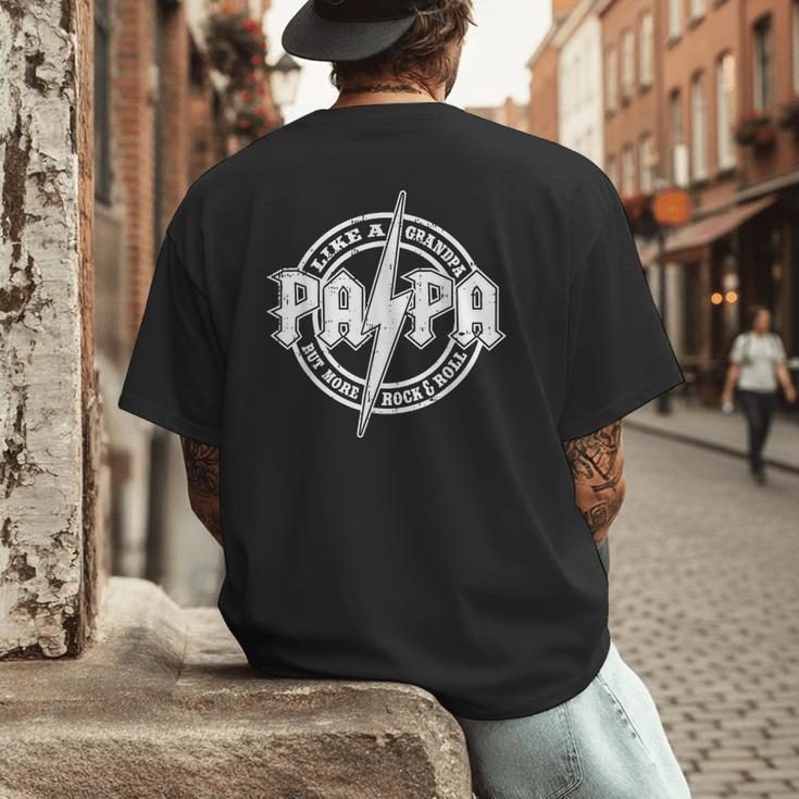 Papa Like A Grandpa Fathers Day Rocker Dad Rock Music Men Men's Back Print T-Shirt Papa Like A Grandpa Fathers Day Rocker Dad Rock Music Men Men's Back Print T-Shirt