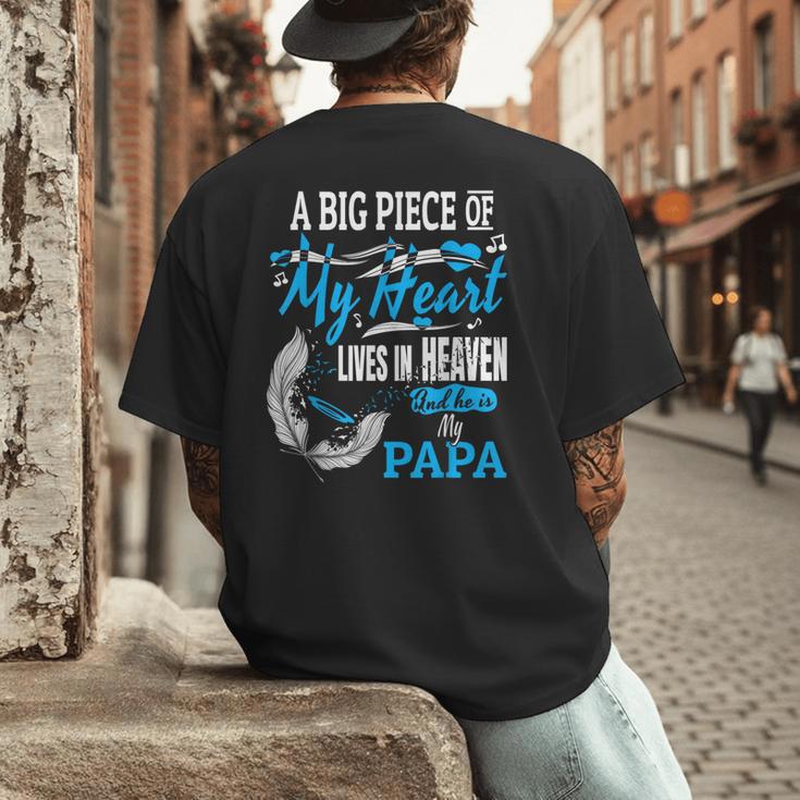 My Papa Lives In Heaven Shirt Memorial Day Papa Dad Grandpa Men's Back Print T-Shirt