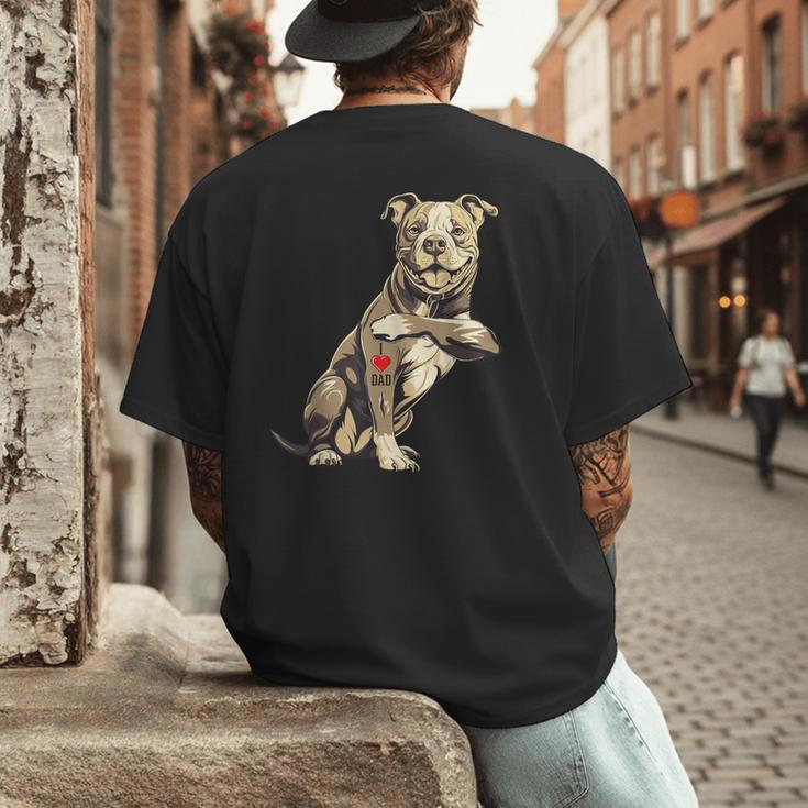 Pitbull I Love Dad Pit Bull Terrier Pettie Dog Owner Father Men's Back Print T-Shirt