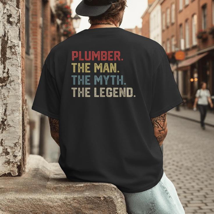 Plumber The Man The Myth The Legend Dad Hero Men's Back Print T-Shirt