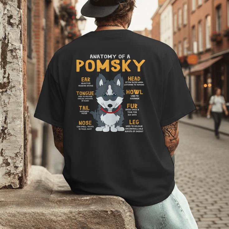 Pomsky Anatomy Dog Mom Dad Men's Back Print T-Shirt
