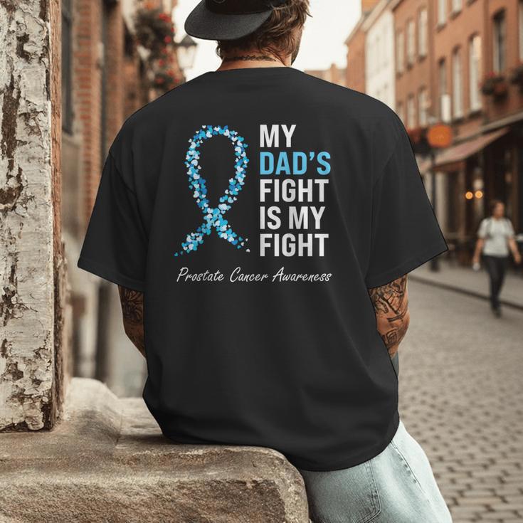 Prostate Cancer Awareness Light Blue Ribbon Dad Survivor Men's Back Print T-Shirt