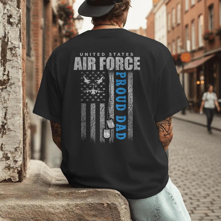 Proud Air Force Dad Of The US Air Force USA Flag Men's Back Print T-Shirt