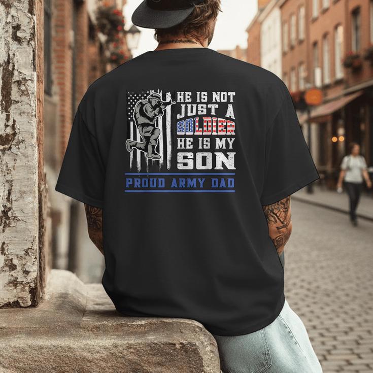 Proud Army Dad Soldier Son Patriotic Veterens Men's Back Print T-Shirt