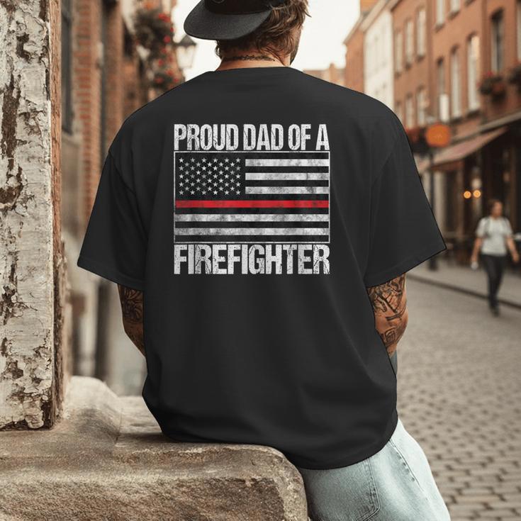 Proud Dad Of a Firefighter Fireman Parent Men's Back Print T-Shirt