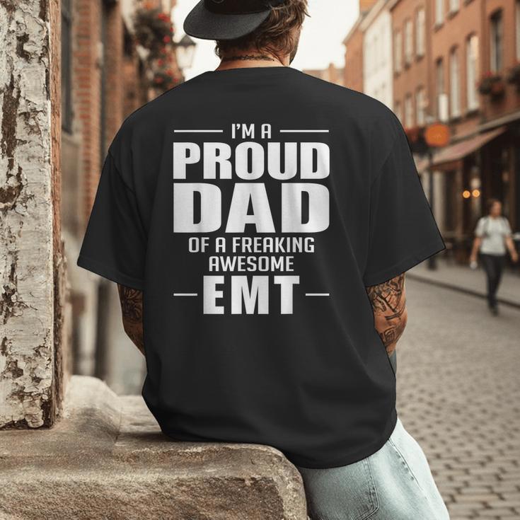 Proud Dad Of a Freaking Awesome EMT Emergency Medical Men's Back Print T-Shirt