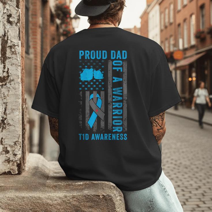 Proud Dad Of A T1D Warrior Type 1 Diabetes Awareness Men's Back Print T-Shirt