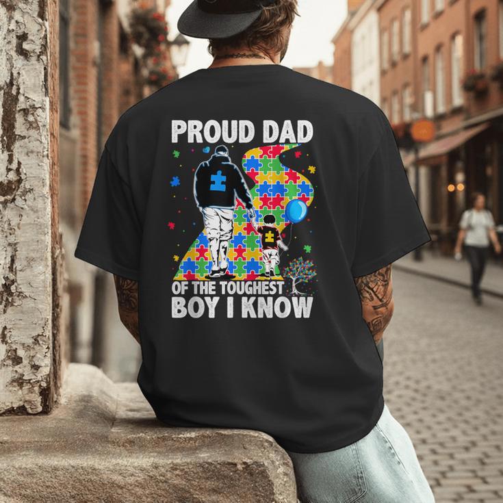 Proud Dad Of The Toughest Boy Autism Awareness Father Autism Men's Back Print T-Shirt Proud Dad Of The Toughest Boy Autism Awareness Father Autism Men's Back Print T-Shirt