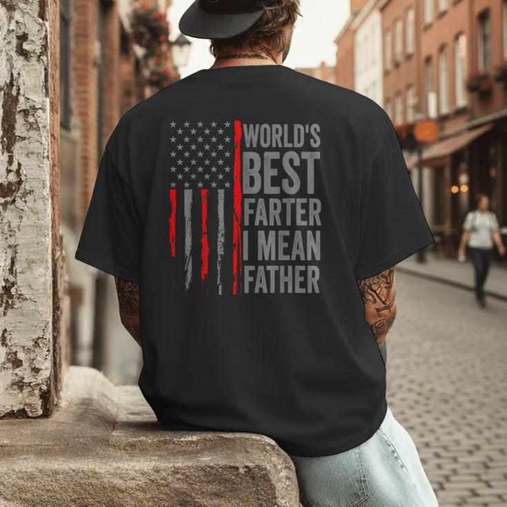 Retro Dad World's Best Farter I Mean Father Vintage Flag Usa Men's Back Print T-Shirt
