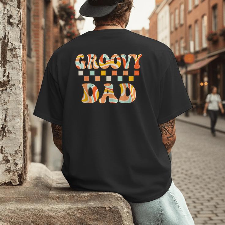 Retro Groovy Dad Matching Family 1st Birthday Party Men's Back Print T-Shirt