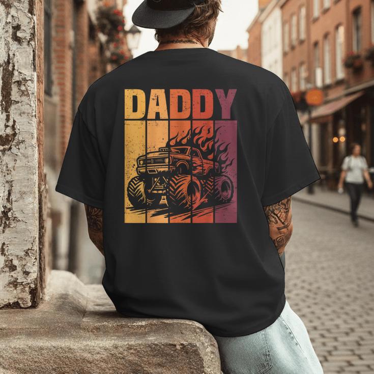 Retro Monster Truck Daddy Matching Family Birthday Party Men's Back Print T-Shirt Retro Monster Truck Daddy Matching Family Birthday Party Men's Back Print T-Shirt
