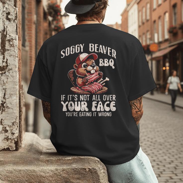 Soggy Beaver Bbq Barbecue Grill Master Humor Dad Men Men's Back Print T-Shirt
