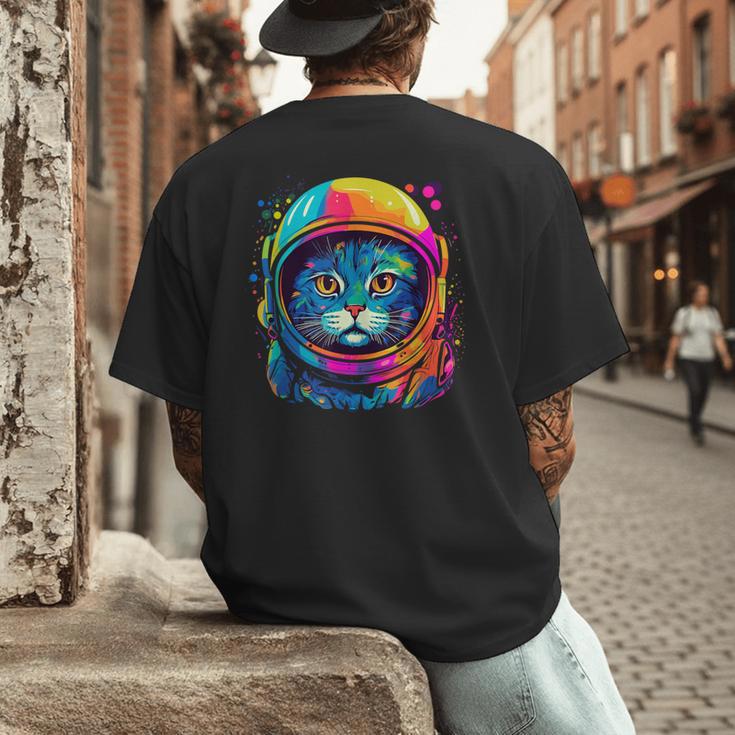 Space Cat Mom Cat Dad Men Women Kids Astronaut Space Men's Back Print T-Shirt Space Cat Mom Cat Dad Men Women Kids Astronaut Space Men's Back Print T-Shirt