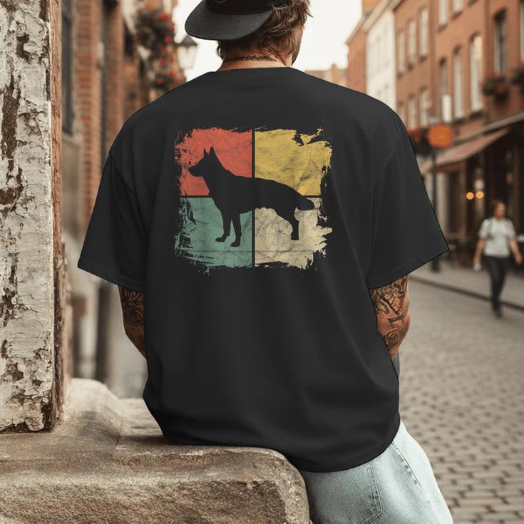 Square Retro German Shepherd Owner Dog Shepard Dad Mom Men's Back Print T-Shirt