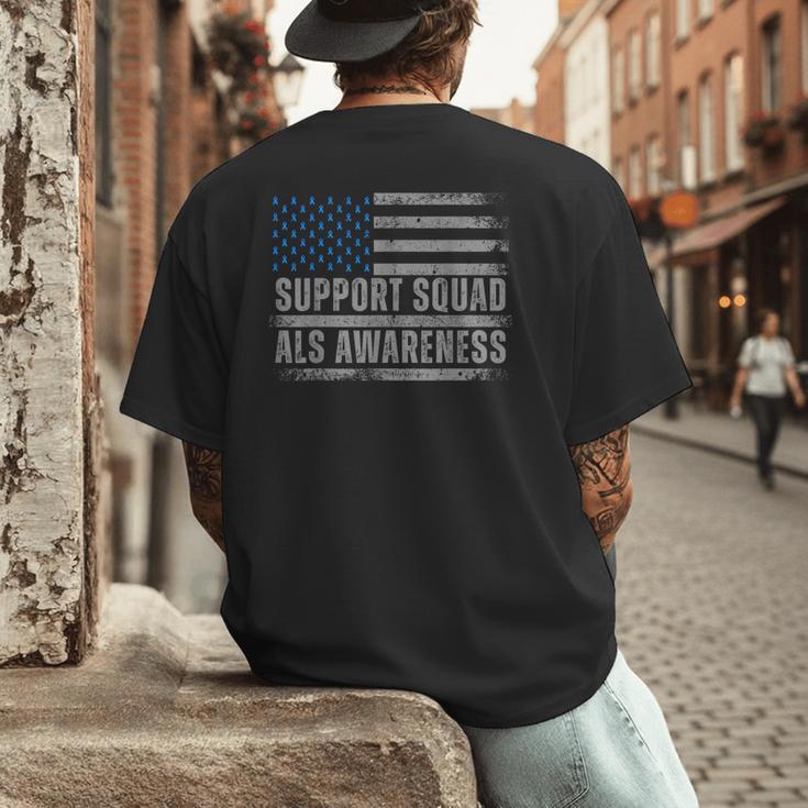 Support ALS Awareness Month USA American Flag Men Dad Men's Back Print T-Shirt