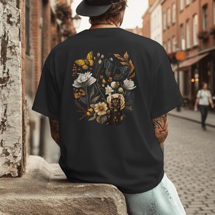 Tortie Cat Owner Flowers Tortie Cat Mom Tortie Cat Dad Men's Back Print T-Shirt