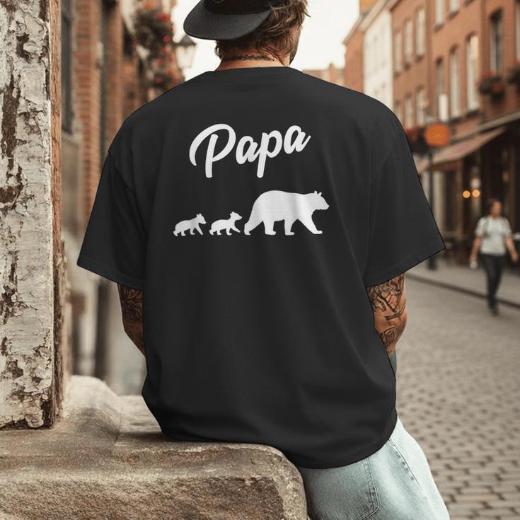 Twin Dad Papa Bear Two Cubs 2 Kids Men's Back Print T-Shirt
