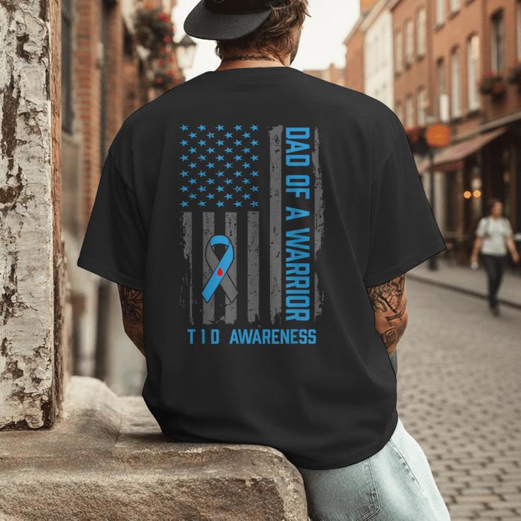 Type 1 Diabetes Awareness T1D Dad Of Warrior Type 1 Diabetic Men's Back Print T-Shirt