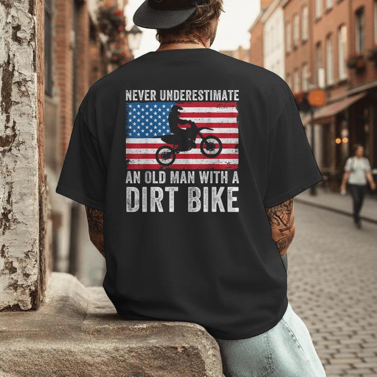 Never Underestimate An Old Man With A Dirt Bike Grandpa Dad Men's Back Print T-Shirt Never Underestimate An Old Man With A Dirt Bike Grandpa Dad Men's Back Print T-Shirt