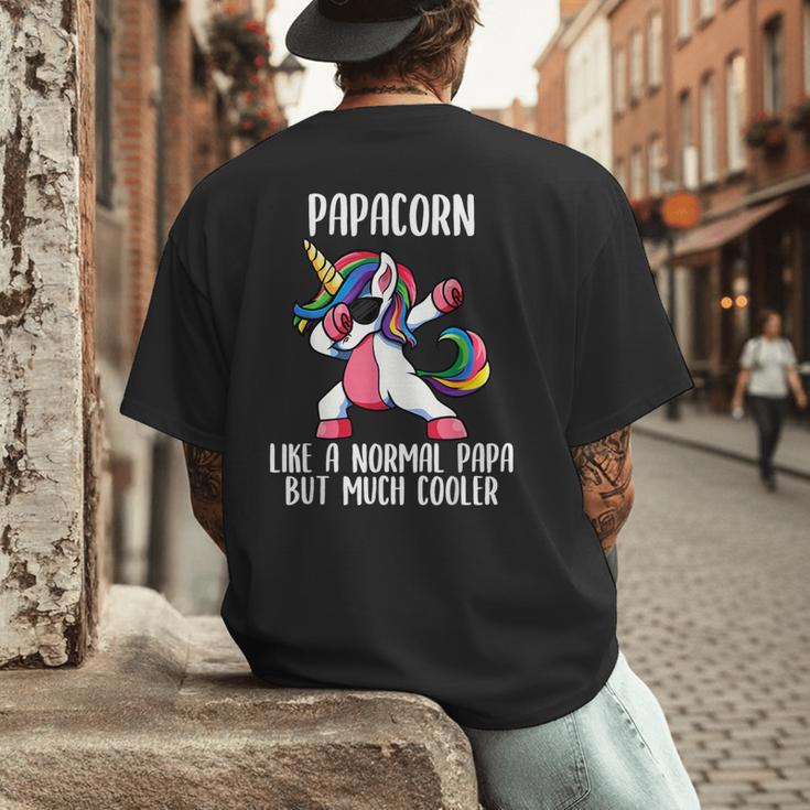 Unicorn Dad Girl Birthday Party Clothing Papacorn Men's Back Print T-Shirt