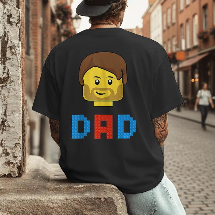Unique Family Dad Master Builder Building Bricks Blocks Men's Back Print T-Shirt