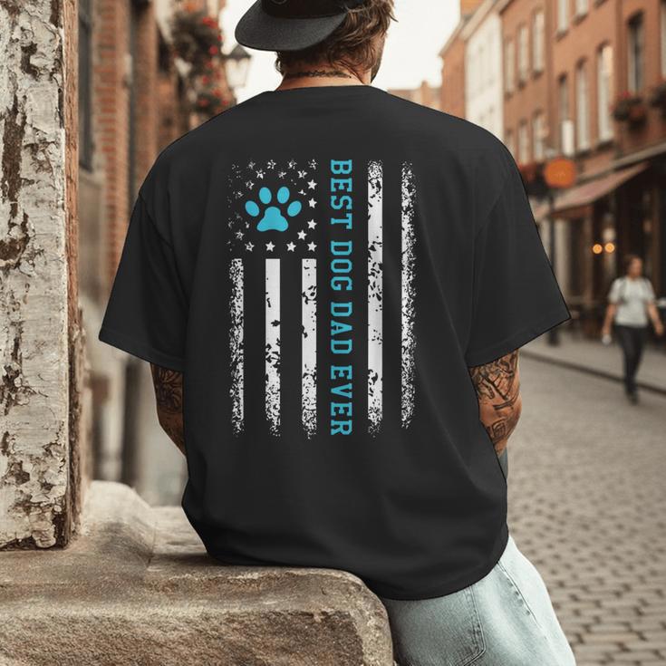 USA Flag Best Dog Dad Ever American Puppy Lover Paw Men's Back Print T-Shirt