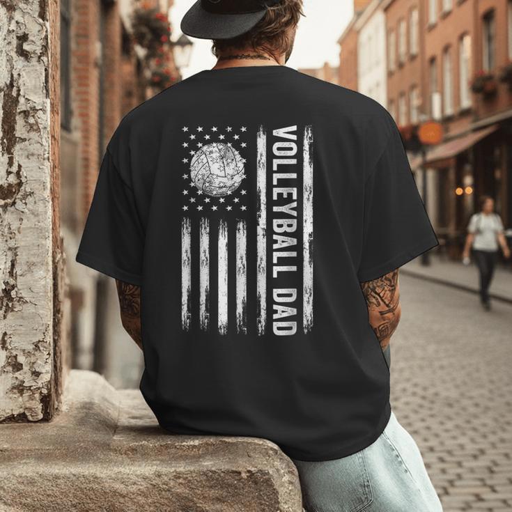 USA Flag Volleyball Dad Father's Day Men's Back Print T-Shirt