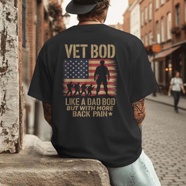 Vet Bod Like Dad Bod But With More Back Pain US Flag Veteran Men's Back Print T-Shirt