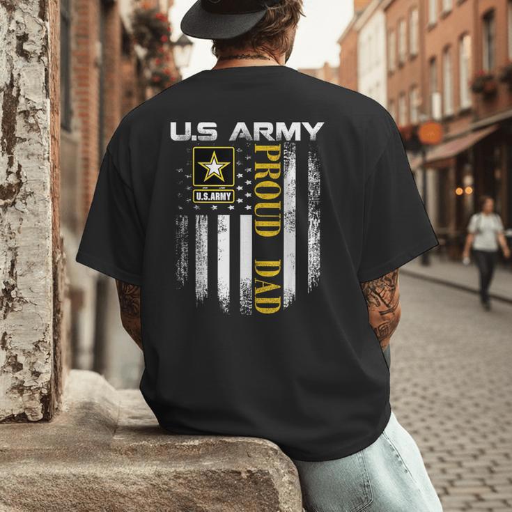 Vintage US Army Proud Dad With American Flag Men's Back Print T-Shirt
