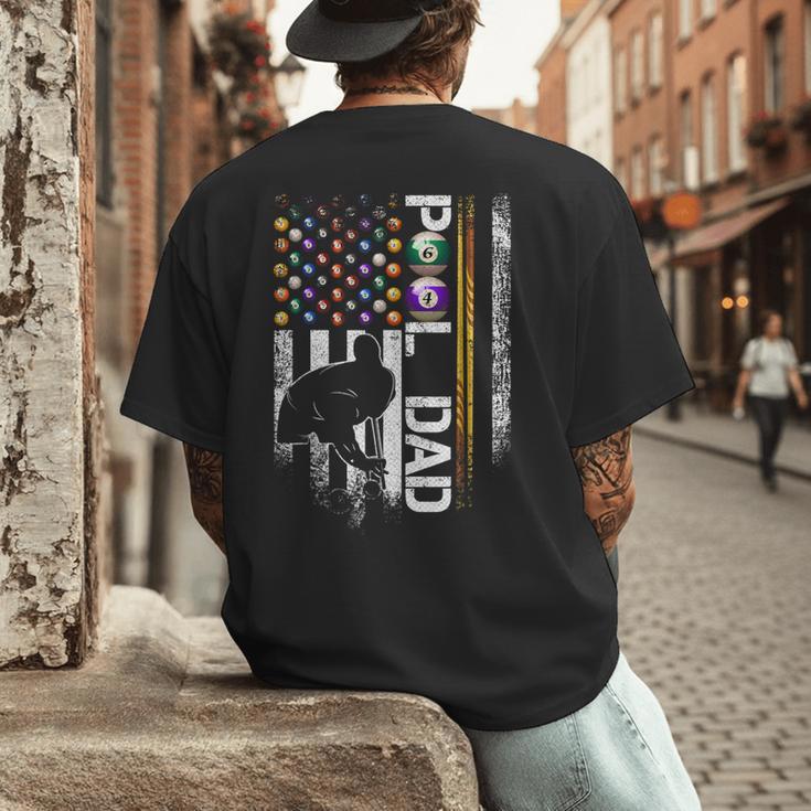 Vintage USA Flag Billiards Player Proud Pool Dad Men's Back Print T-Shirt
