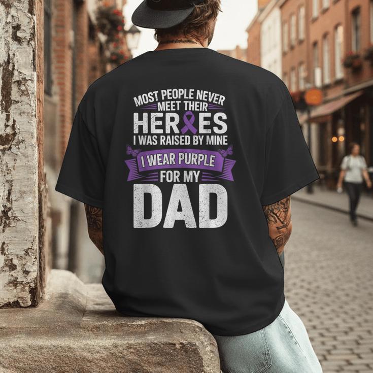 I Wear Purple For My Dad Pancreatic Cancer Support Men's Back Print T-Shirt