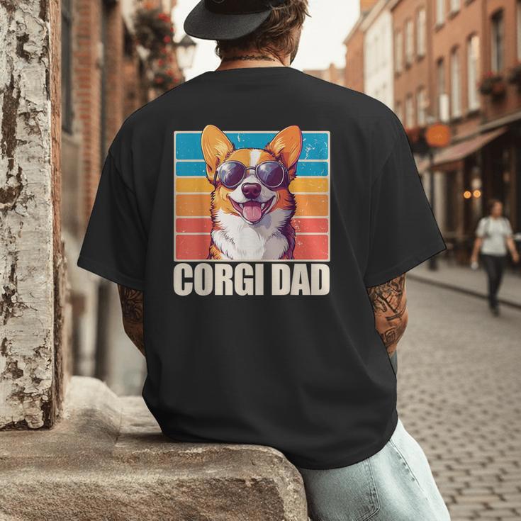 Welsh Corgi Pembroke Dog Corgi Dad -Adults Small Classic Fit Short Sleeve Cotton Polyester Blend Men's Back Print T-Shirt