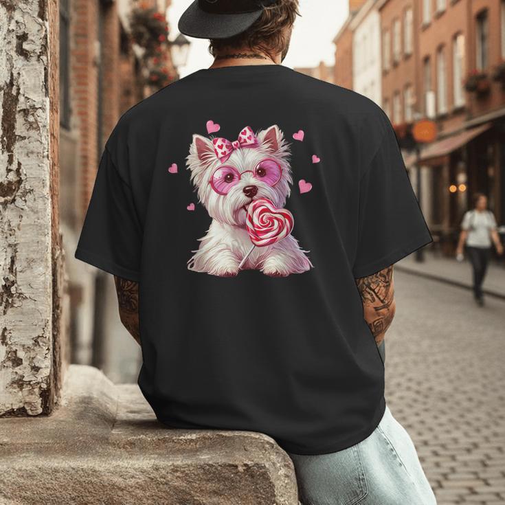 Westie Dog Valentines Day Dog Mom Westie Dad Candy Sucker For Men Women Girls Kids Men's Back Print T-Shirt