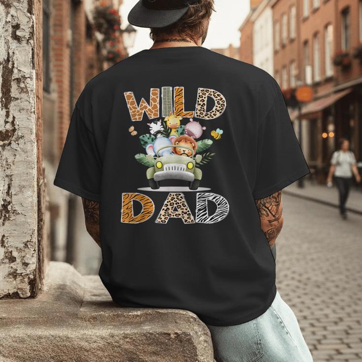 Wild Dad 1St Birthday Safari Jungle Animal Truck Men's Back Print T-Shirt