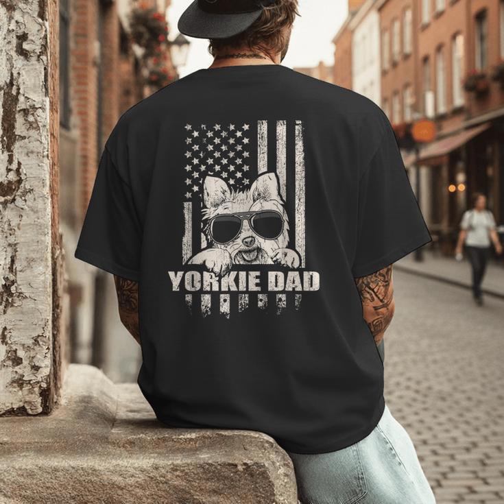 Yorkie Dad Cool Vintage Retro Proud American Men's Back Print T-Shirt