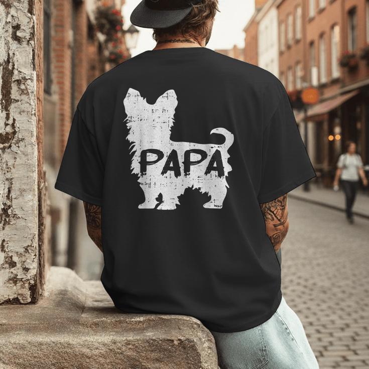 Yorkshire Terrier Papa Dog Puppy Doggie Pet Lover Yorkie Dad Men's Back Print T-Shirt