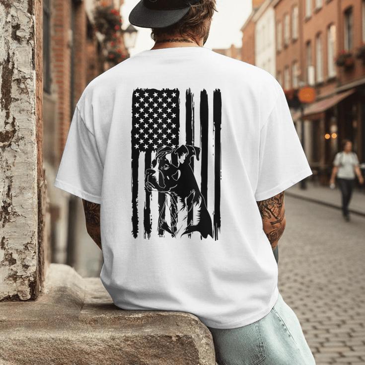 American Flag USA Patriot Boxer Dog Dad Men's Back Print T-Shirt