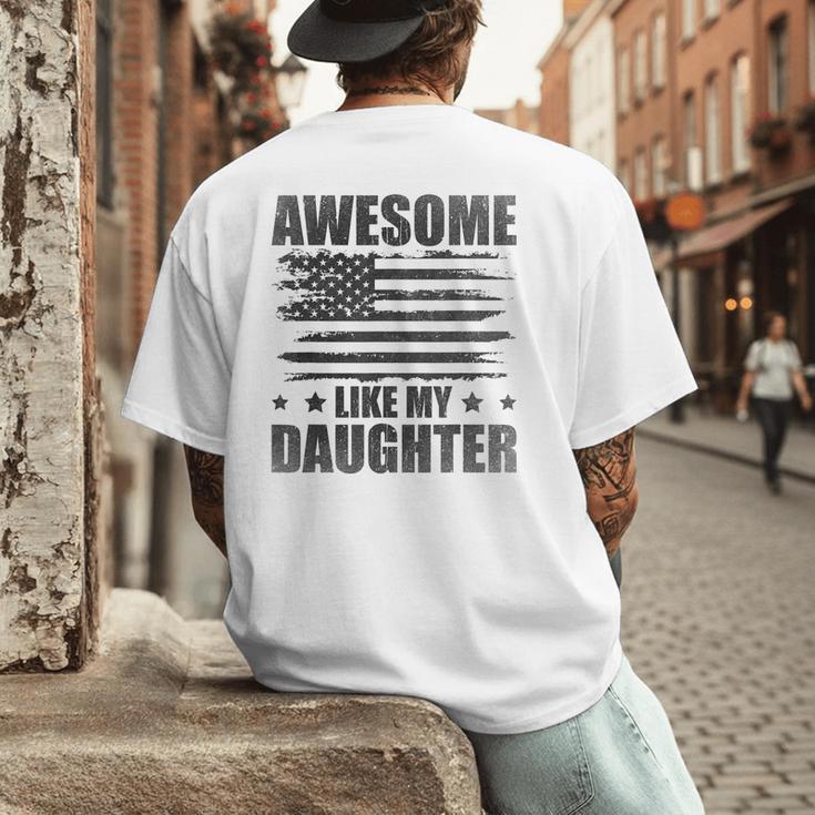 Awesome Like My Daughter Mom Dad American Flag Men's Back Print T-Shirt