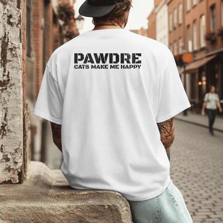 Cat Dad PAWDRE Cats Make Me Happy Cat Father Men's Back Print T-Shirt
