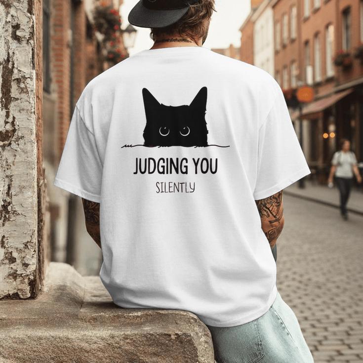 Cat Judging You Silently Cat Mom Dad Premium Tri-Blend Men's Back Print T-Shirt