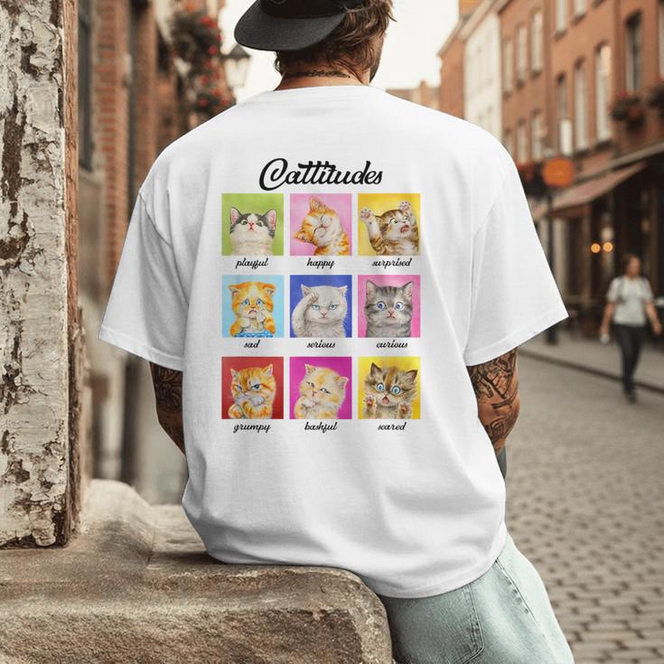 Cat Lover Cat Mom Cat Dad Crazy Cat Lady Cattitudes Men's Back Print T-Shirt