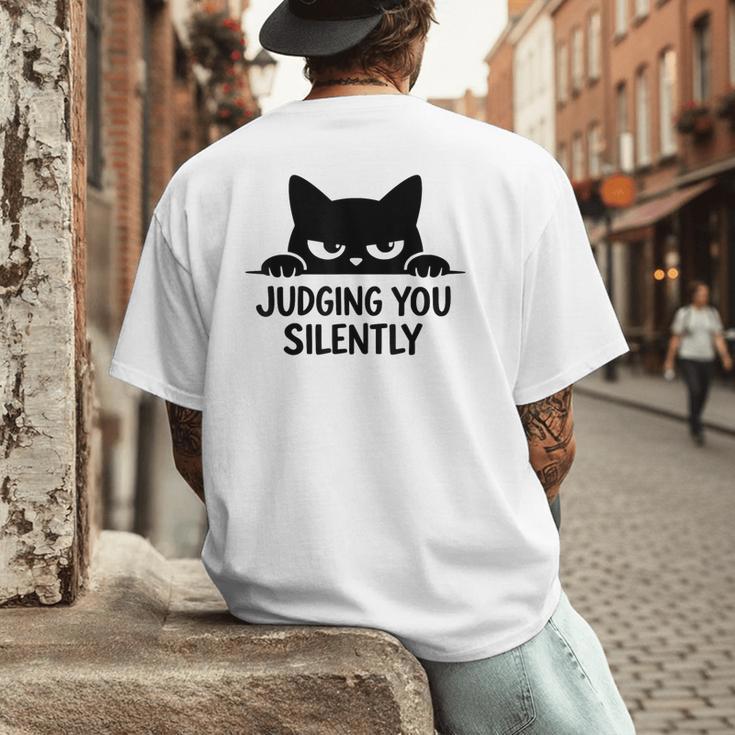 Cat For Cat Lover Mom Dad Cat Judging You Silently Men's Back Print T-Shirt