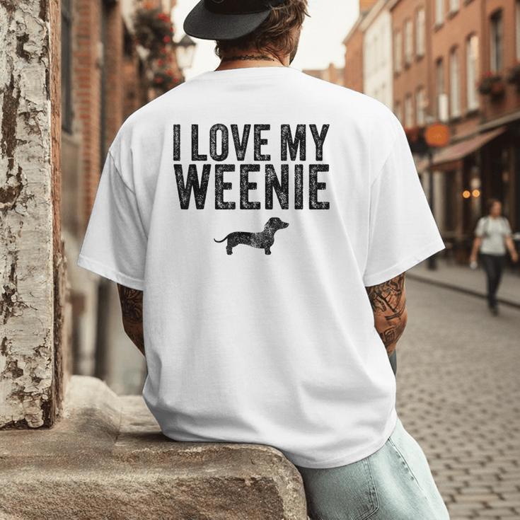 Dachshund Dog I Love My Weenie Dad Mom Dog Lover Men's Back Print T-Shirt Dachshund Dog I Love My Weenie Dad Mom Dog Lover Men's Back Print T-Shirt
