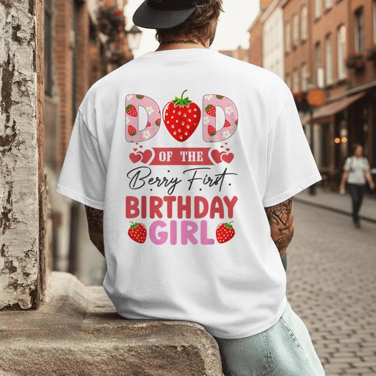 Dad Of The Berry First Birthday Girl Sweet Strawberry Men's Back Print T-Shirt
