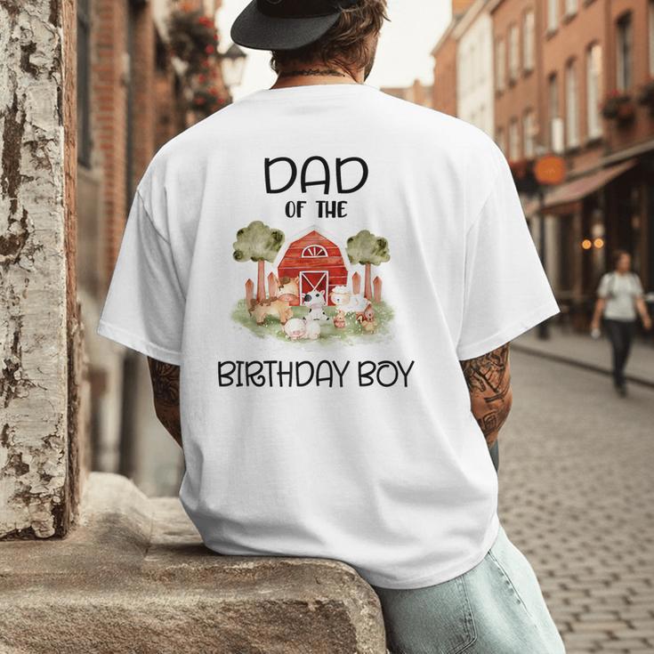 Dad Of The Birthday For Boy Barnyard Farm Animals Party Men's Back Print T-Shirt Dad Of The Birthday For Boy Barnyard Farm Animals Party Men's Back Print T-Shirt