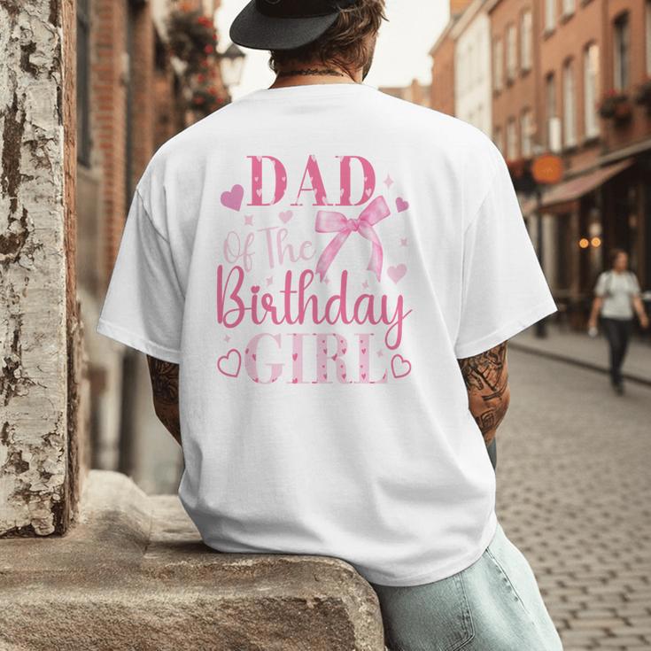 Dad Of The Birthday Girl Bow Cute Pink Matching Family Party Men's Back Print T-Shirt