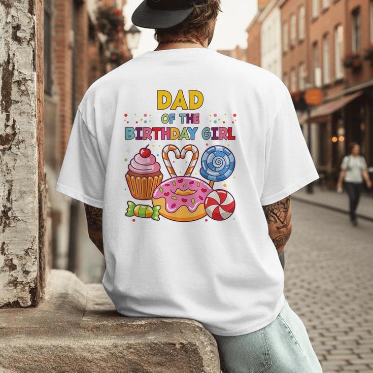 Dad Of The Birthday Girl Candyland Colorful Lollipop Party Men's Back Print T-Shirt