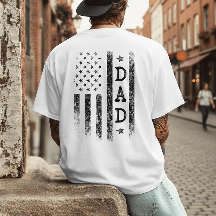 Dad Patriotic American USA Flag Father's Day Dad Men's Back Print T-Shirt