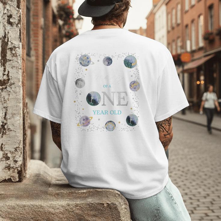 Daddy Houston We Have One Year Old Space Theme 1st Birthday Men's Back Print T-Shirt