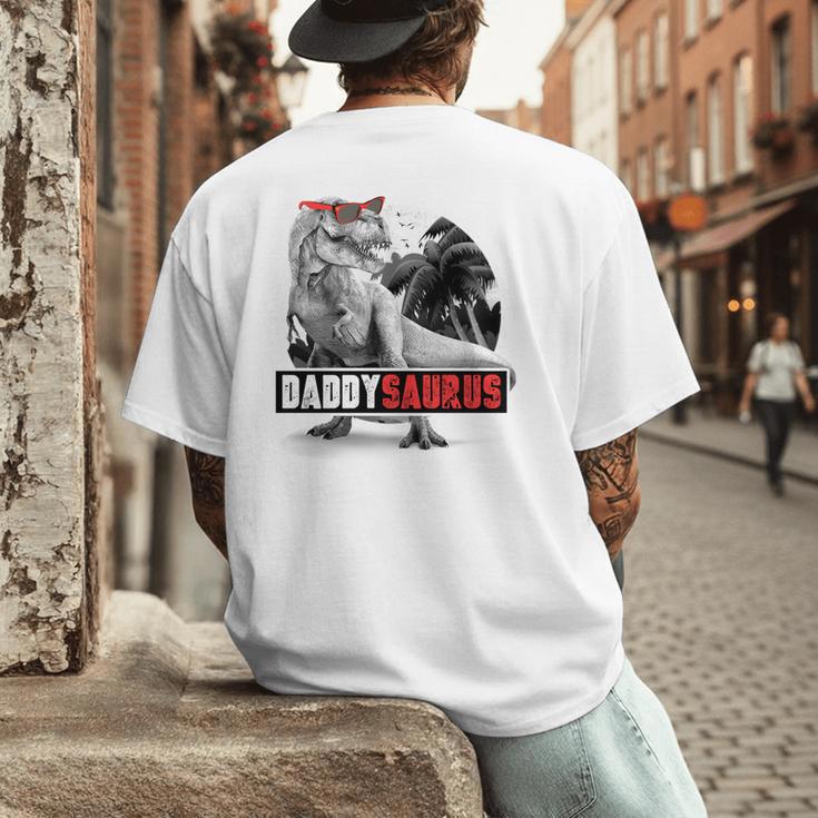 Daddysaurus T-Rex Dad Dinosaur Daddy Saurus Fathers Day Men's Back Print T-Shirt